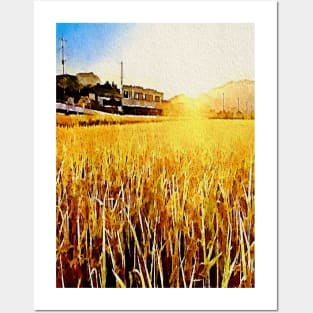 Golden Fields and Train Lines Posters and Art